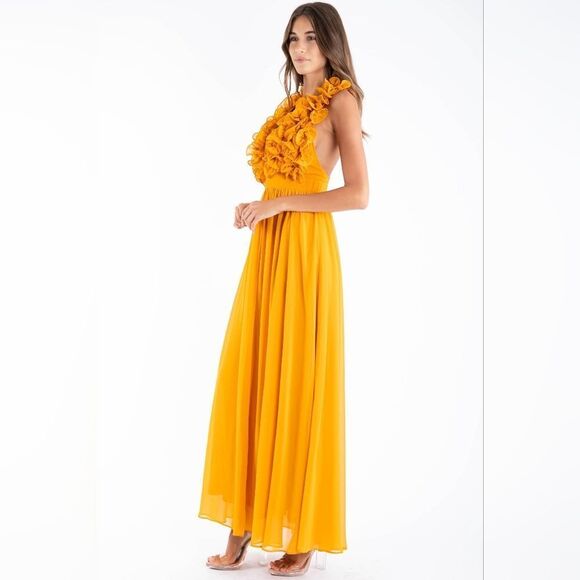 Elegant Mustard Maxi Dress - Picture 5 of 6